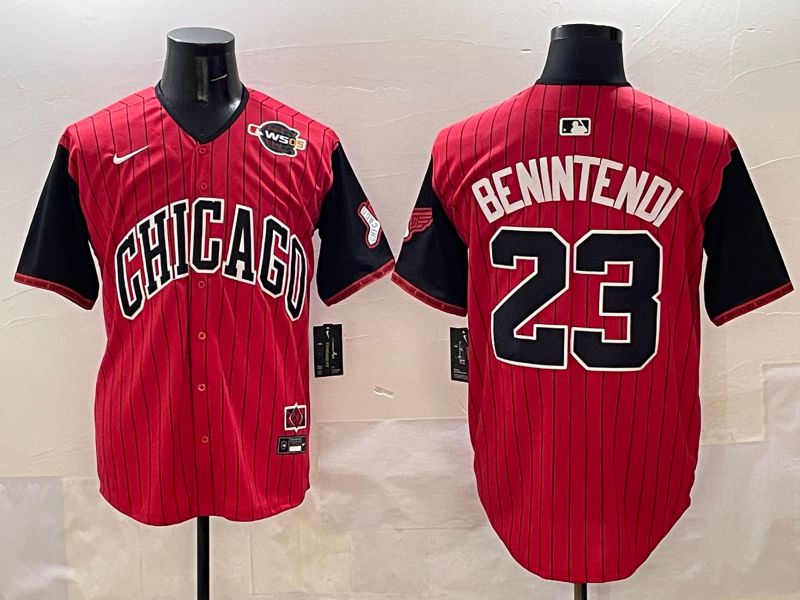Men Chicago White Sox 23 Benintendi Red Stripe Joint Name 2025 Nike MLB Jersey style 8